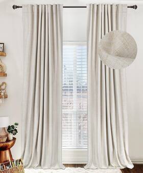 100% Blackout Shield P2cream5084 100% Linen Curtains For Bedroom 84 Inches Long Back