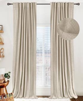 100% Blackout Shield P2oatmeal50108 100% Linen Curtains For Bedroom 108 Inches Long Bac