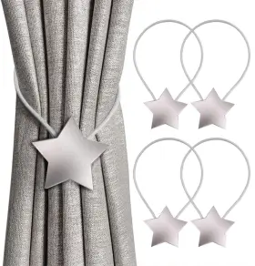 25 Home Decor 190431113513 Magnetic Curtain Tiebacks Clips Decorative Rope Holdbacks 2 Pack Star Draper