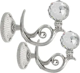 445022515546 Pair Of Phoenix Glass Crystal Curtain Holdbacks Hooks Drapery Tiebacks Tassel