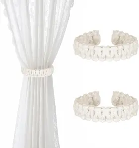 617837 2 Pack Boho Braided Curtain Tiebacks Farmhouse Rustic Curtains Tie Backs Flexibl