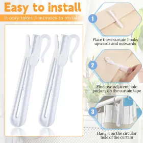 730604 1 200 Pcs Plastic Curtain Hooks Heavy Duty Adjustable Pinch Pleat Hook