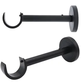 A Key Tech 676525511408 Curtain Rod Brackets For Wall Black 1 Inch Holders Extended
