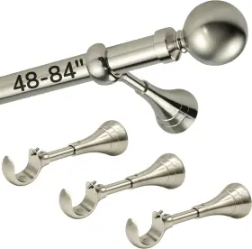 Bn4884 A Key Tech Brushed Nickel Curtain Rods For Windows 48 To 84 48-84 Inch