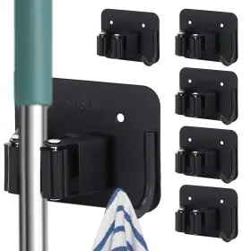 Sbj-5pb411aa Aacgin 5 Pack Broom Holder With Adhesive Pads Stainless Steel Rust Resistant H