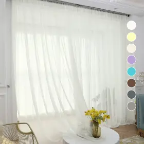Abchome 766233801110 Beige Sheer Curtains 72 Inches Long 2 Panels Rod Pocket Voile Semi Wind