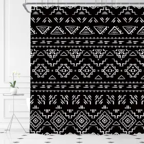 Abonan 074689938726 Black White Boho Shower Curtain Geometric Modern Farmhouse Tribal