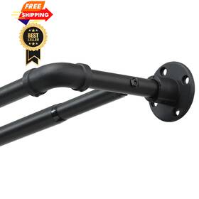 Abtool Gyfsgclg-4jie-msh Industrial Double Curtain Rod For Windows 31 To 52 Inch 1 31in-52in Black