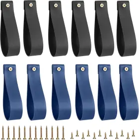 Accencyc 738170388122 12 Pack Pu Leather Curtain Rod Holder Cute Black Dark Blue
