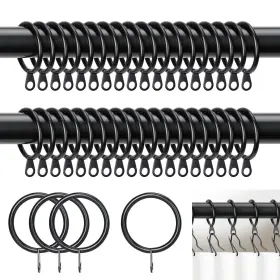 Accencyc 738170407588 Black Curtain Rings With Eyelets 40pcs Drapery Eyelet R