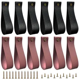 Accencyc 774034560761 12 Pack Pu Leather Curtain Rod Holder Straps For Hanging Curtains Towels Oars
