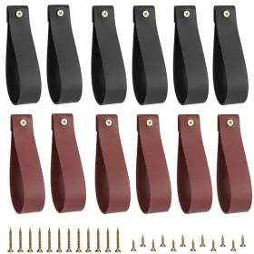 Aepulcrh12p Accencyc 12 Pack Pu Leather Curtain Rod Holder Cute Straps For Hang Inch