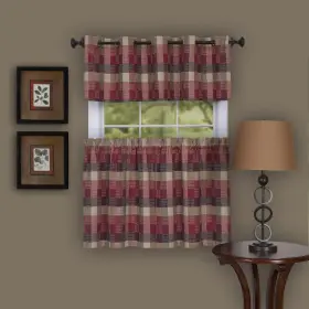 Achim 054006241035 Harvard Curtain Tier Pair Burgundy 57x24