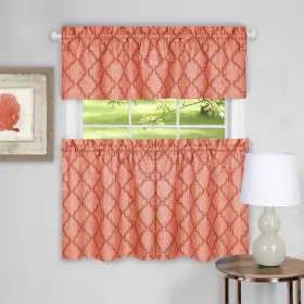 Achim 054006249604 Colby Window Curtain Tier Pair And Valance Set Orange 58x36
