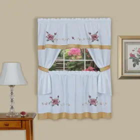 Achim 054006249796 Rose Embellished Cottage Window Curtain Set Multi-color 57x24