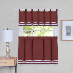Achim 054006252017 Dakota Window Curtain Tier Pair And Valance Set Navy 58x24