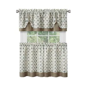 Achim 054006260623 Callie Window Curtain Tier Pair And Valance Set Taupe/silver 58x24
