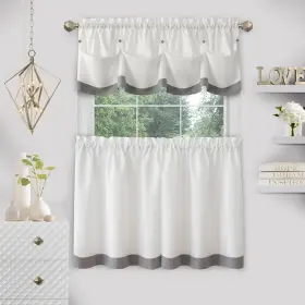 Achim 054006269084 Lana Window Curtain Tier Pair And Valance Set Grey 58x36