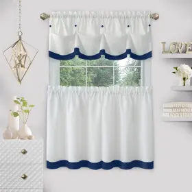 Achim 054006269145 Lana Window Curtain Tier Pair And Valance Set Navy 58x36