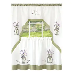 Achim 054006277577 Lavender Embellished Tier And Swag Curtain Set
