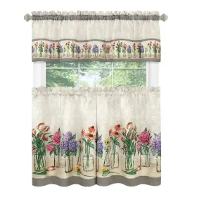 Achim 054006278536 Garden Blooms Printed Tier And Valance Set - 2 Sizes