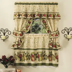 Achim 054006619964 Apple Orchard Printed Kitchen Tier Set Antique 57x36