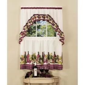 Achim 054006619971 Chardonnay Tier And Swag Kitchen Curtain Set Burgundy 57x 36