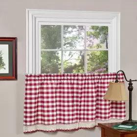 Achim 054006628812 Buffalo-check Tier Pair - 58x36 Burgundy