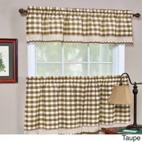 Achim 054006628843 Buffalo Checkered 2-piece Tier Curtain Set Beige 58 X 36