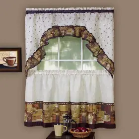 Achim 054006629079 Coffee Printed 3-piece Tier And Swag Set - 57x24 Multi