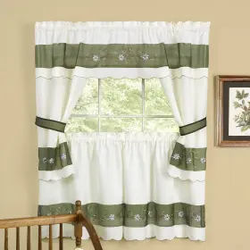 Achim 054006630747 Berkshire Window Curtain Cottage Set Green 58 Inch X 36