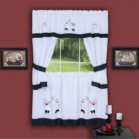 Achim 054006630761 Gourmet Window Curtain Cottage Set Black 58x36