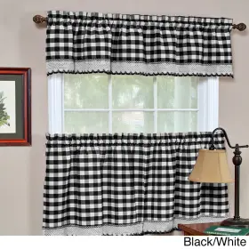 Achim 054006631218 Buffalo Checkered 2-piece Tier Curtain Set Black 58 X 36