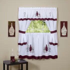 Achim 054006632123 Cabernet Window Curtain Cottage Set Burgundy 58x36