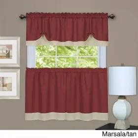 Achim 054006632345 Darcy Window Curtain Tier And Valance Set Marsala/tan 58x24
