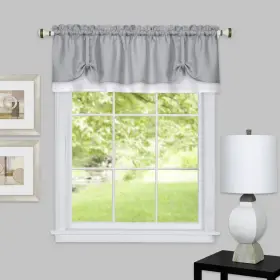 Drvl14gw12 Achim Soft Window Darcy Curtain Valance Grey And White - 58 Inch Width 14 Leng