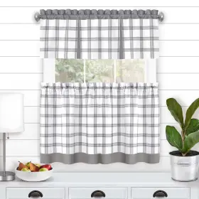 Tatv36gy12 Achim Tate Tier And Valance Window Curtain Set - 58 Width 36 Length 1.5 Inc