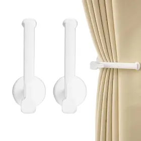 Adorila 782806732667 2 Pack Curtain Holdbacks Wall Mounted Self Adhesive L Shaped Holder