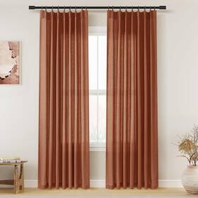 Aersas As18ymhzch4084 Terracotta Pinch Pleat Linen Curtains 84 Inch Length 2 Panels Set For Bedroom