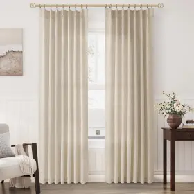 As18ymhzhh4084 Aersas Greyish Beige Pinch Pleated Linen Curtains 84 Inch Length 2 Panels Set For Li