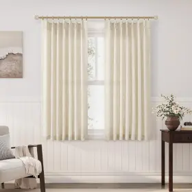 As18ymhzxym4054 Aersas Sand Beige Pinch Pleat Linen Curtains 54 Inch Length 2 Panels Set For Bedroom