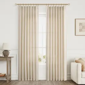 As18ymhzym4086 Aersas Beige Flax Pinch Pleated Linen Curtains 86 Inches Long For Living Room Bedroo