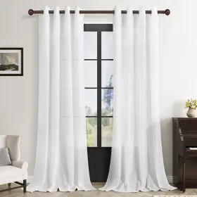 Asymdh5296bs Aersas White Linen Curtains 96 Inches Long For Living Room Grommet Cotton Drap