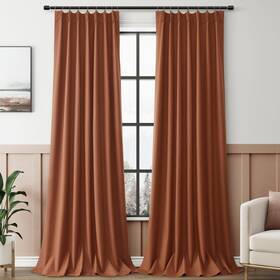 Aersas Asymhzbtzg4096ch Terracotta 100% Blackout Pinch Pleated Linen Curtains 96 Inches Long For Livi