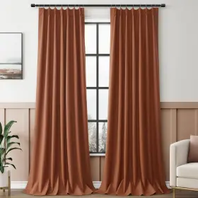 Asymhzbtzg4096ch Aersas Terracotta 100% Blackout Pinch Pleated Linen Curtains 96 Inches Long For Livi