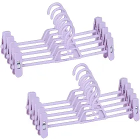 Kjyj-12054 Afwgawr 10 Pack Plastic Pant Hangers With Clips Space Saving Skirts Hanger 360