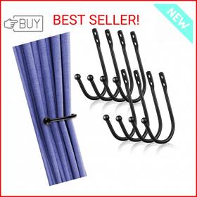 Ahltoiex Vivi-064 8 Pcs Curtain Tie Backs Wall Hooks Black Holdbacks U Shaped Curt