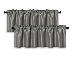 Aiking Home Collection Fsilk-val-2-16-cha Faux Silk Slub Textured Light Filtering Valance Curtains - Rod Po