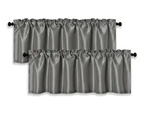 Fsilk-val-2-16-cha Aiking Home Collection Faux Silk Slub Textured Light Filtering Valance Curtains - Rod Po
