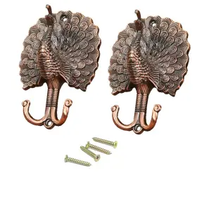 Ailejia 984377415022 1pair Peacock Curtain Holdbacks Zinc Alloy Wall Hook Hanging Ball Straps